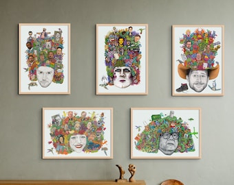 The ALWAYS SUNNY GANG – Set of 5 Giclée Canvas Prints | It's Always Sunny in Philadelphia Fan Art | Hand-Drawn | Paddy's Pub | Free Shipping