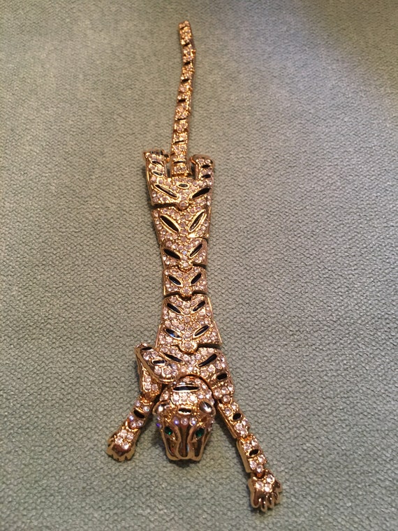 Vintage Tiger/Cat Rhinestone Brooch Pin