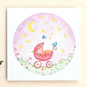 Karte zur Geburt - Baby Glückwunsch Mädchen - zum Geschenk für Neugeborene