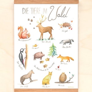 Waldtiere Poster Geschenk für Kleinkinder DINA3 - Wanddeko fürs Kinderzimmer