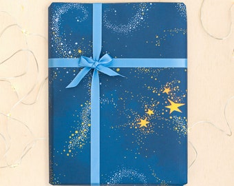 Geschenkpapier blau Sternenhimmel