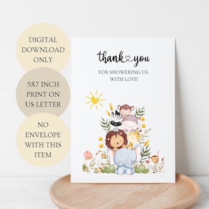 Gracias por colmarnos de amor Tarjeta plegada de género neutro. DESCARGA DIGITAL imprimible de 5x7 pulgadas SOLAMENTE.