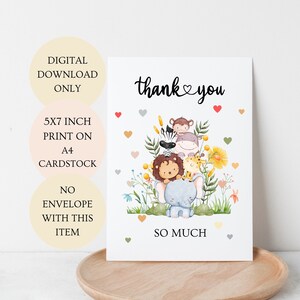 Merci beaucoup, carte pliée non sexiste. Carte de remerciement imprimable pour baby shower, TÉLÉCHARGEMENT NUMÉRIQUE UNIQUEMENT