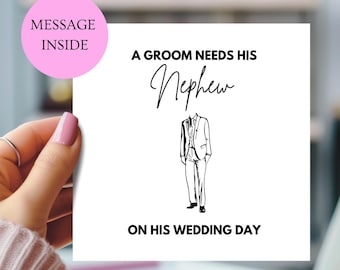 Personalised A GROOM Needs His NEPHEW on His Wedding  Day. Will You be My Best Man, Usher, Groomsman, Proposal Card.