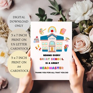 Hinter jeder großartigen Schule steckt eine tolle Schulleiterin-Karte. Danke für alles, was Sie tun Karte gefaltet 5 x 7 Zoll Karte DIGITAL DOWNLOAD.