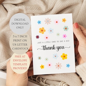 Sólo una pequeña tarjeta para dar las gracias. DESCARGA DIGITAL imprimible plegada de 5x7 pulgadas SOLAMENTE.