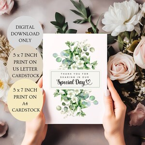 Vielen Dank, dass Sie unsere Sonderkarte geteilt haben. Eukalyptus-Blumen-Karte gefaltet 5 x 7 Zoll Karte DIGITAL DOWNLOAD.