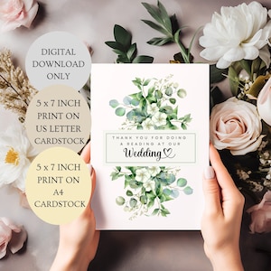 Obrigado por fazer uma leitura em nosso cartão de casamento. Cartão de flores de eucalipto dobrado cartão de 5 x 7 polegadas DOWNLOAD DIGITAL.