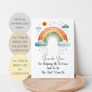 Bedankt dat je me hebt geholpen om te groeien en de beste te zijn die ik kan zijn Kaart gevouwen 5 x 7 inch kaart DIGITALE DOWNLOAD.