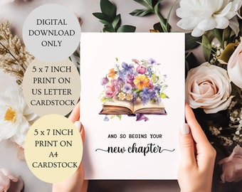 Floral Book New Chapter Card: Printable 5x7 (Digital Download)