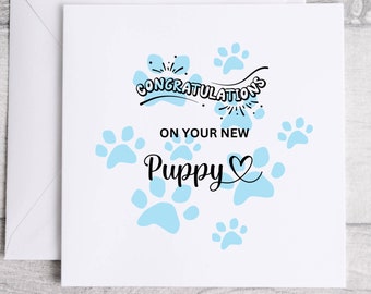 Congratulations on Your New Puppy Paw Blue Card.