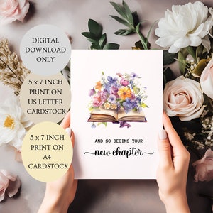 Y así comienza su nueva tarjeta de capítulo. Libro repleto de flores florales plegado 5x7 pulgadas imprimible DESCARGA DIGITAL únicamente.