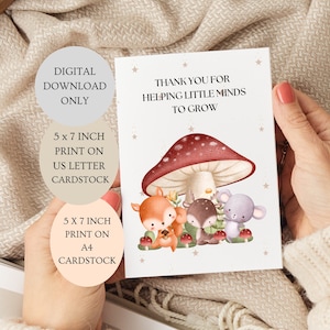 Obrigado por ajudar Little Minding To Grow Card. Cartão de fim de ano dobrado cartão de 5 x 7 polegadas DOWNLOAD DIGITAL.