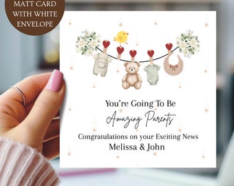 You Are Going To Be Amazing Parents Card. Congratulations On The Exciting News. Personalised New Baby. Pregnancy Announcement Gender Neutral