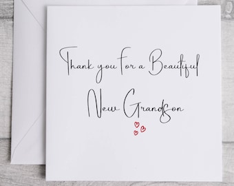 New Grandson Thank You Card, Red Hearts Newborn Card