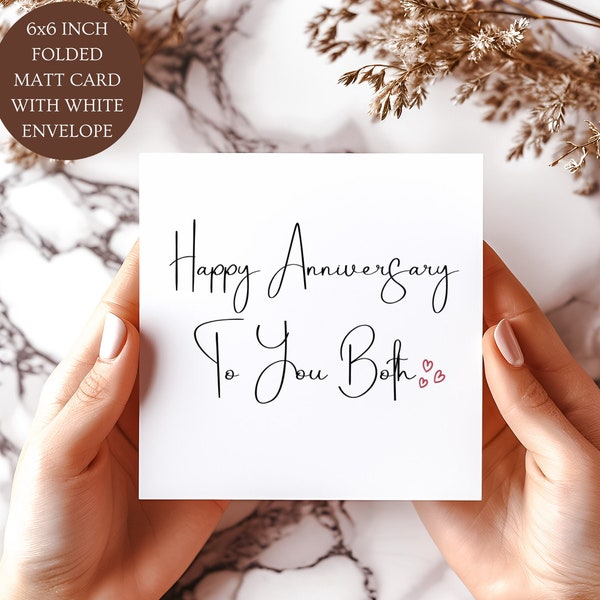 Happy Anniversary to You Both Card.  Parents, Friends, Family Anniversary Card. Red  Love Card.