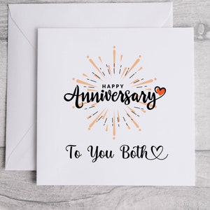 Happy Anniversary to You Both Card.  Congratulations Parents, Friends, Family Anniversary Card. Red  Love Card.
