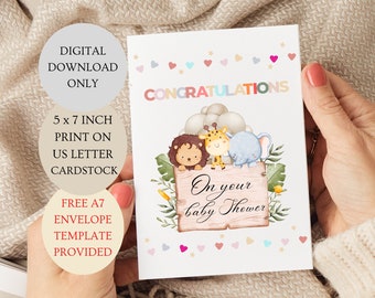 Gefeliciteerd met uw babyshowerkaart. ALLEEN gevouwen 5x7 inch afdrukbare digitale DOWNLOAD.