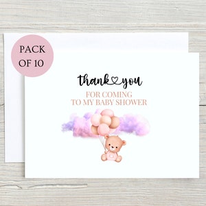 Baby Shower Thank You Cards, Bear Balloons, A6 (Folded Card)