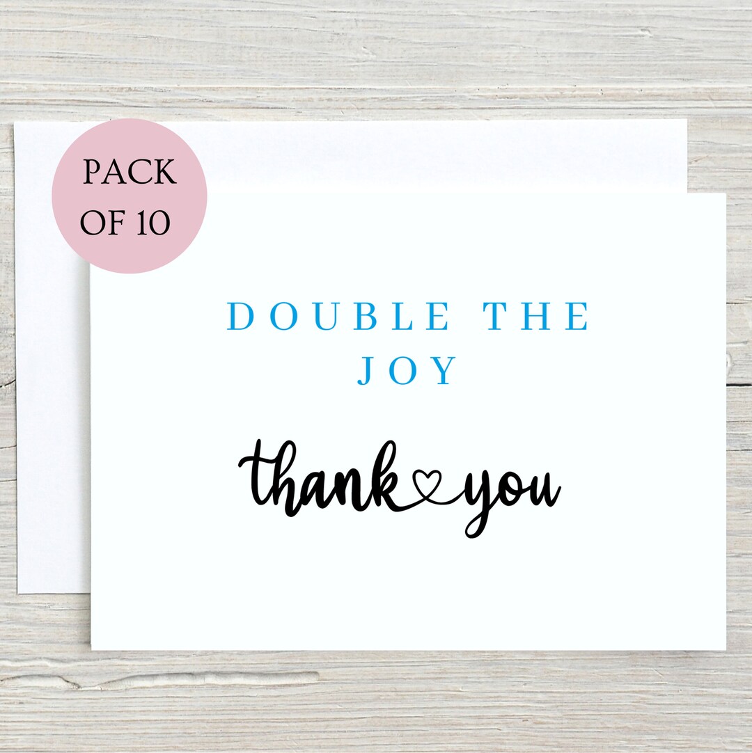Double the Joy Thank You Card. Simple Mummy to Be Thank You Blue Twin ...