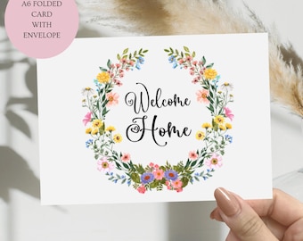Welcome Home Card | Floral Wreath A6 Card with Envelope