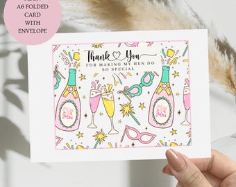 Hen Do Thank You Card, Miss to Mrs, A6 Folded