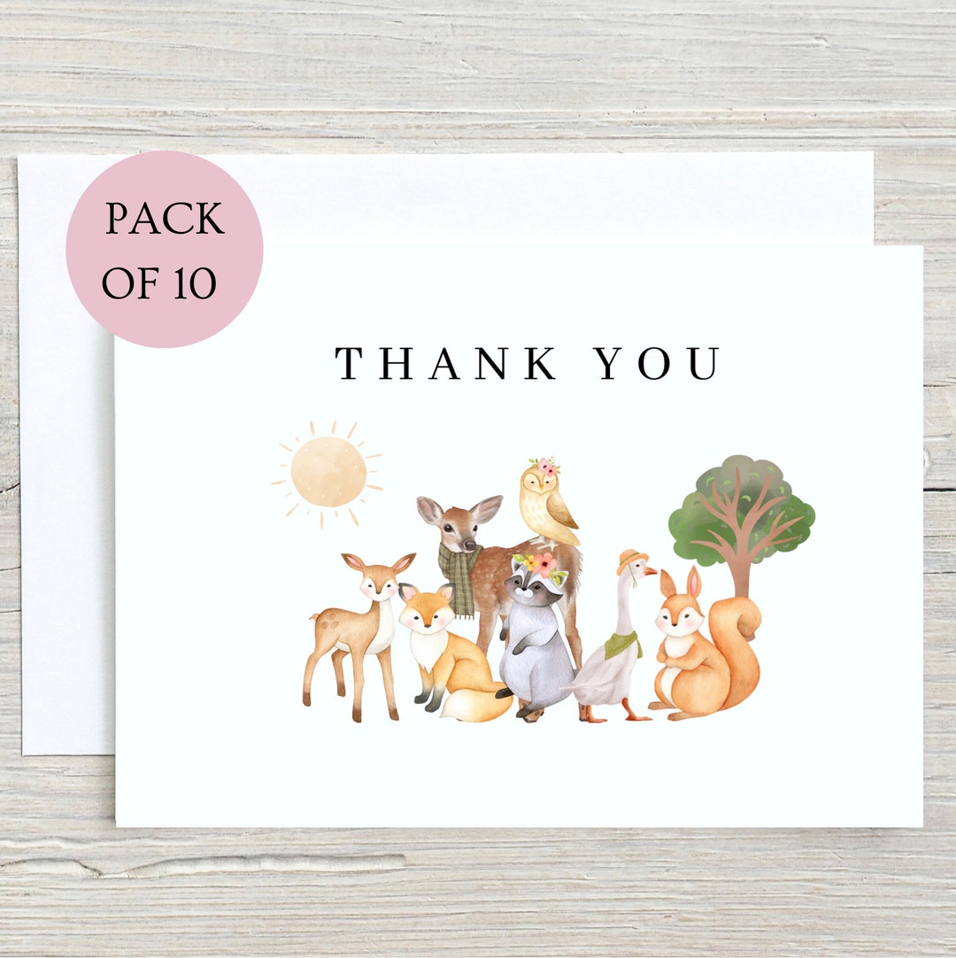 Pack of 10 A6 Thank You Card With Envelopes. 10 Folded A6 Card