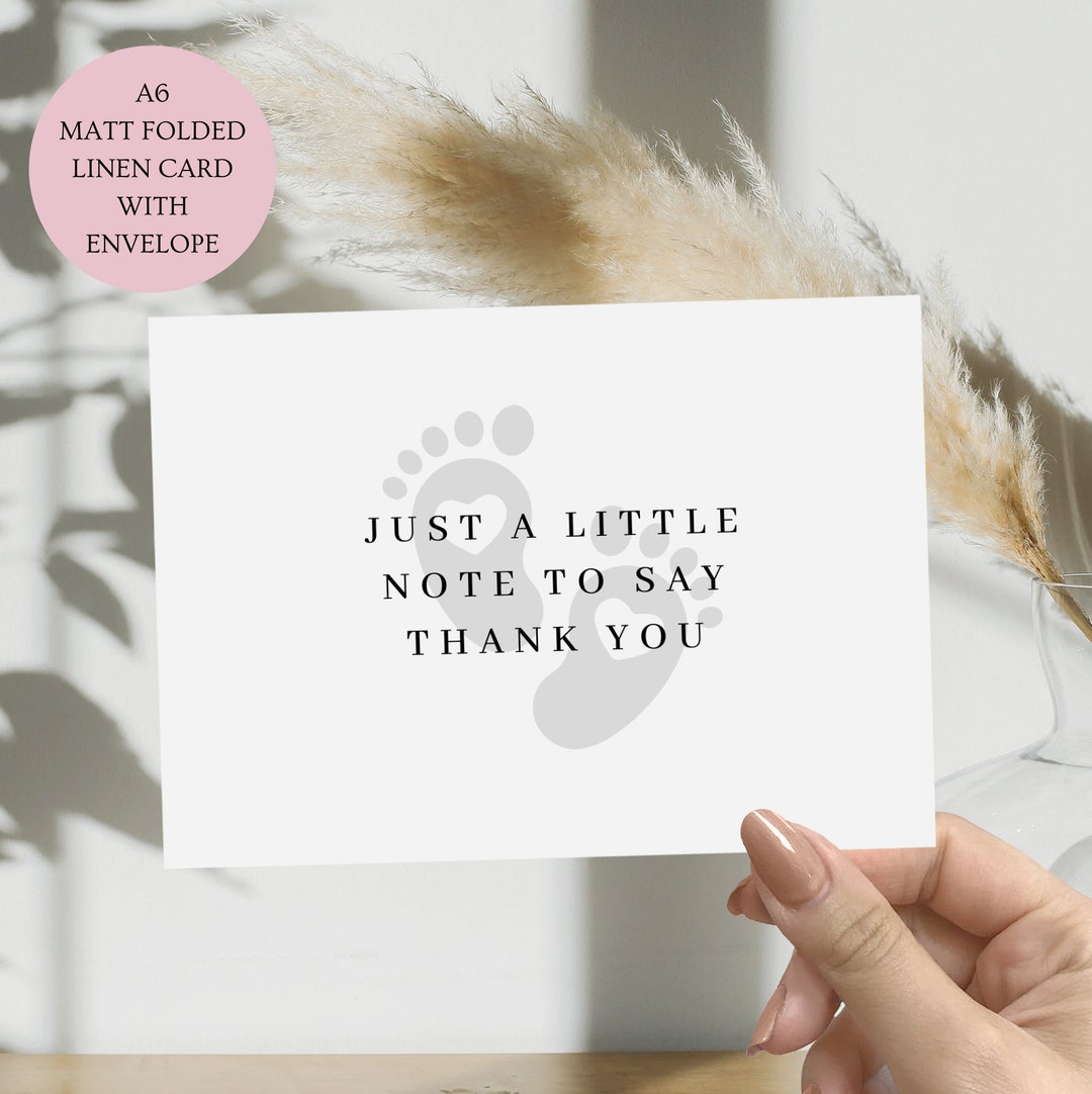 Just A Little Note to Say Thank You Card. Linen Folded A6 Card Blank ...