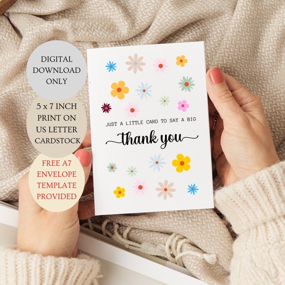 Floral Thank You Card: 5x7 Printable (digital Download) - Etsy