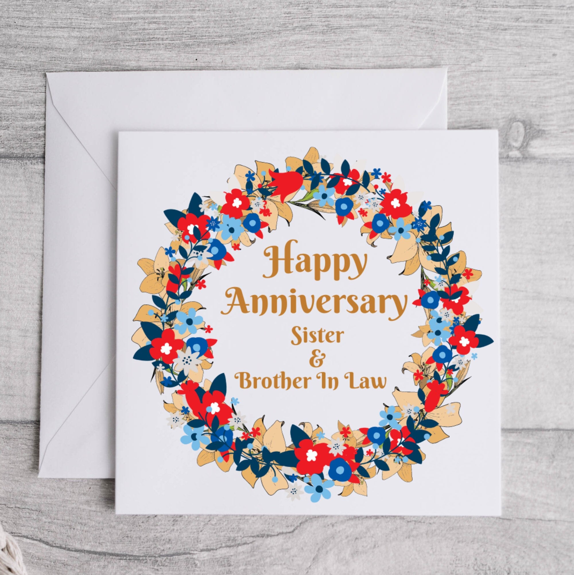 Happy Anniversary Card, Personalized Anniversary Card, Floral Heart Cards -   Sweden