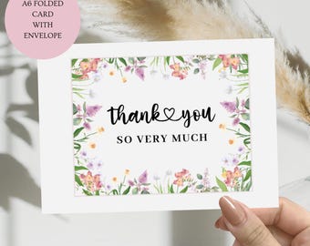 Wildflower Thank You Card, A6 with Envelope