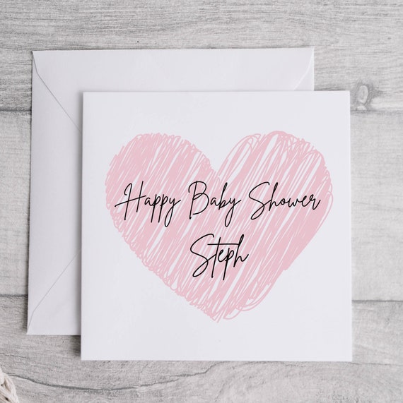 Personalised Happy Baby Shower Card. Mummy to Be Baby Girl. Pink