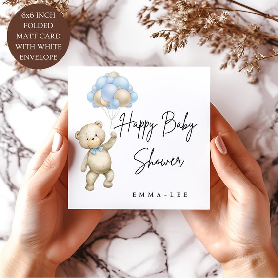 Personalised Happy Baby Shower Mummy to Be Baby Boy, Blue