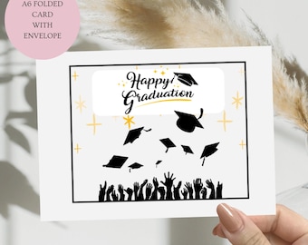 Happy Graduation Card. Well Done A6 Heart Text Folded Card.