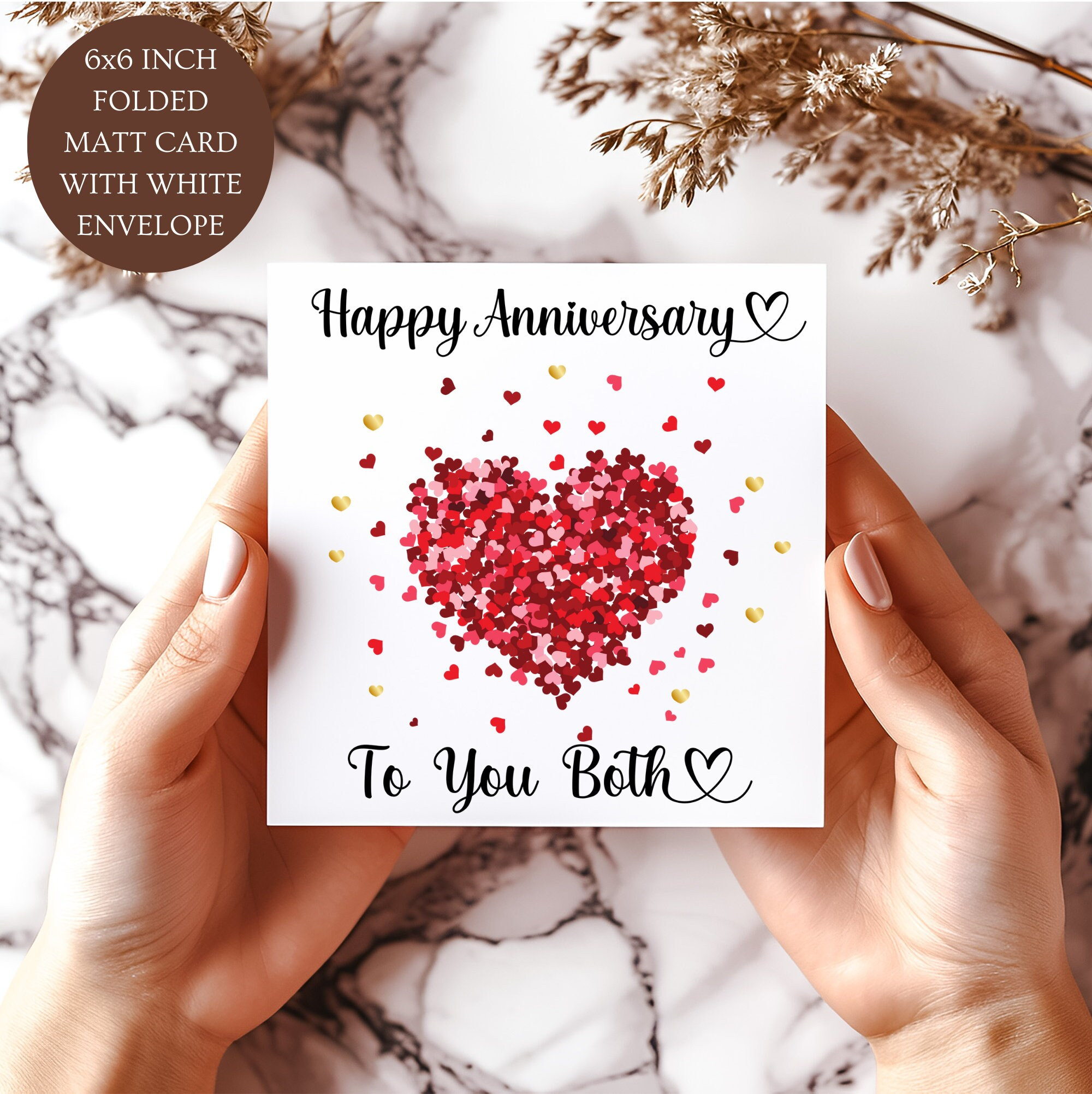 Happy Anniversary Card, Red Heart Anniversary, Parents, Friends