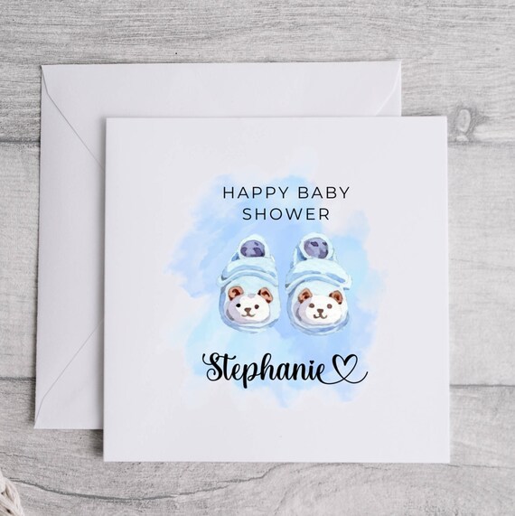 Personalised Happy Baby Shower Card. Mummy to Be Baby Boy Blue