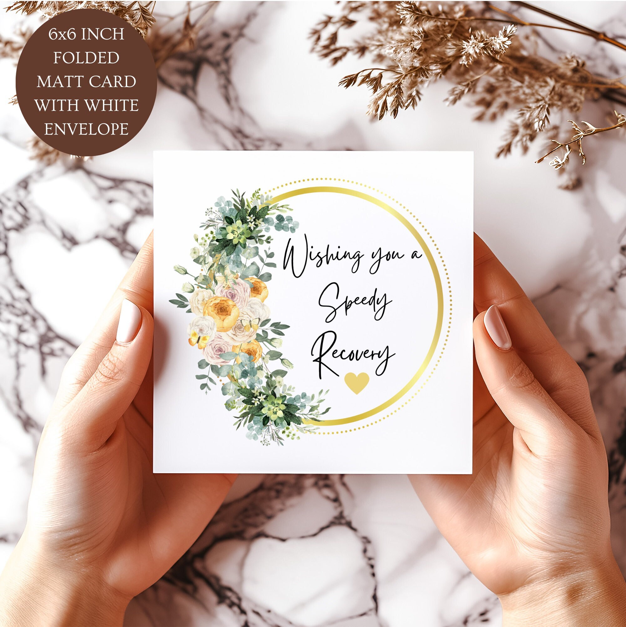 Speedy Recovery Card, Floral Get Well Soon Card (6x6 Inch) - Etsy