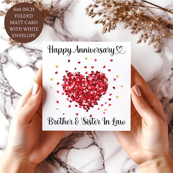 Happy Anniversary Brother and Sister In Family Anniversary Love  Heart MATT NON Glossy