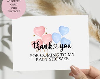 Baby Shower Thank You Card: Gender Neutral Balloons, A6 Folded Card