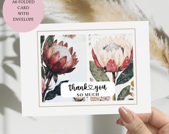 Protea Thank You Card | Watercolor Floral Appreciation (A6 Card)