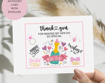 Hen Do Thank You Card: Team Bride, A6 Folded Card