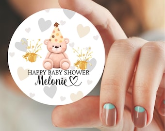 Personalised Baby Shower Neutral Badge Pin. Size 3 INCHES