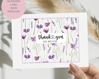 Wildflower Thank You Card: A6 Folded Card with Envelope