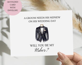 Will You Be My Usher Card, Wedding Proposal for Nephew (A6 Folded Card)