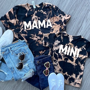 MAMA & MINI Tie-Dye T-shirt, Cropped T-shirt, Reverse Tie-Dye, Bleached Dyed Shirt, Mommy and Me, Matching, Toddler Tie-dye, Youth Tie-Dye