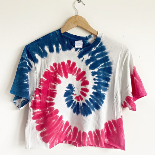 Spiral Red White u0026 Blue Tie-dye Crop Top Cropped T-shirt - Etsy Canada
