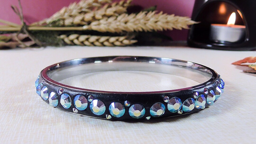Bangle Bracelet in Black Chromed 316L Stainless Steel With