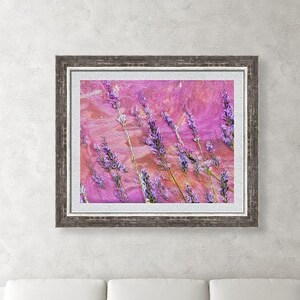 Lavender Printable Art, Floral Wall Art, Mixed Media Print