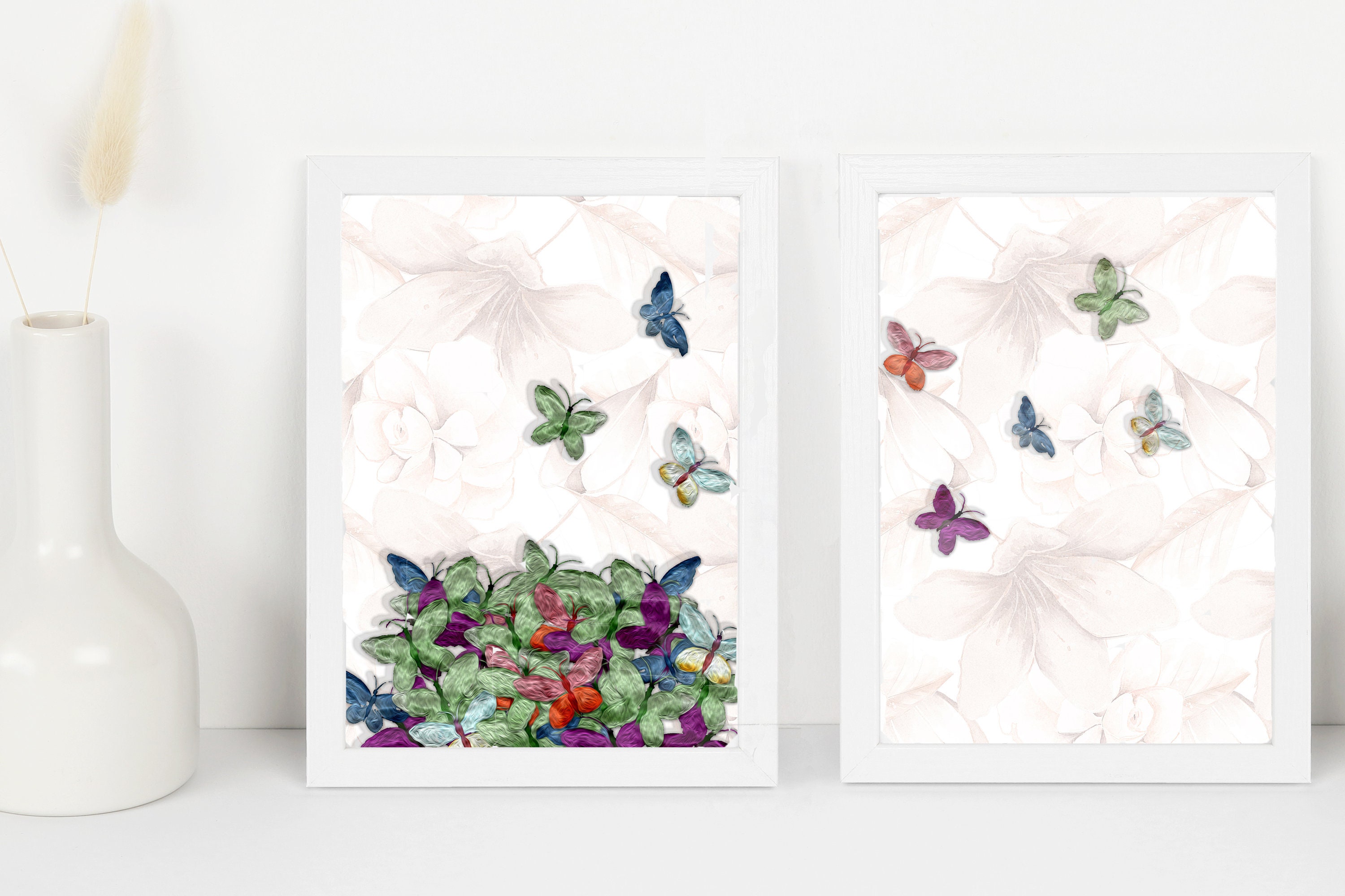 Butterfly Printable Wall Art 2 Piece Digital Prints Spring - Etsy