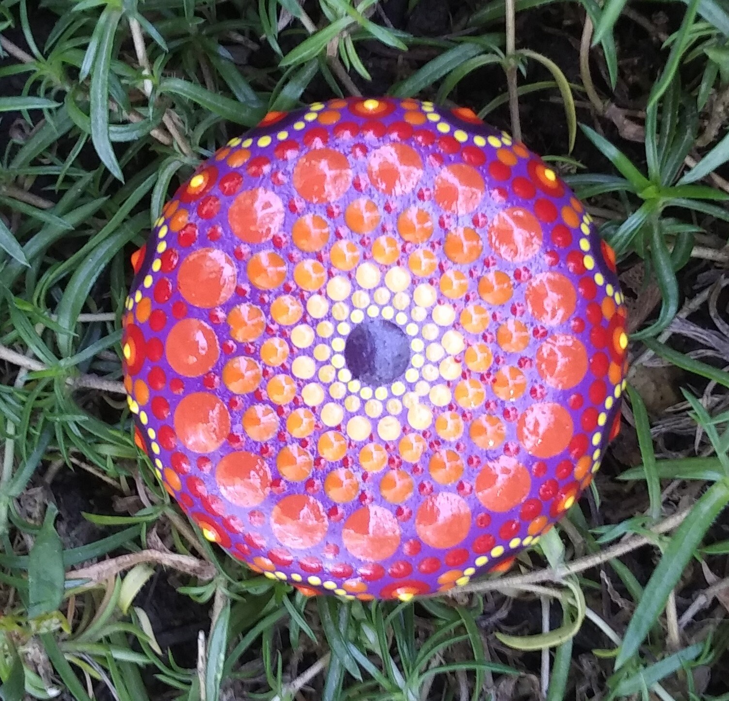 Mandala Stone Fire Purple Mandala Stone Meditation Stone Etsy